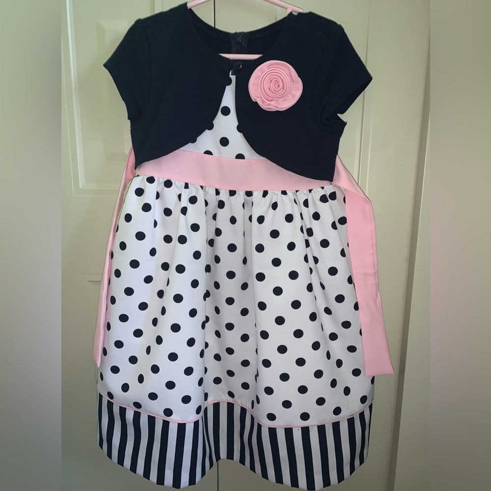 Beautiful blue and white with a little pink dress for a little girl